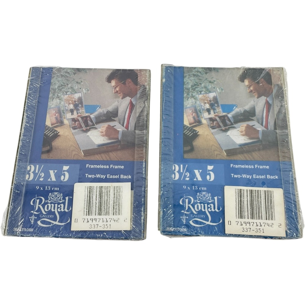 Royal Gallery Set of 2 Frameless Picture Frames 3.5x5 Two-Way Easel Back